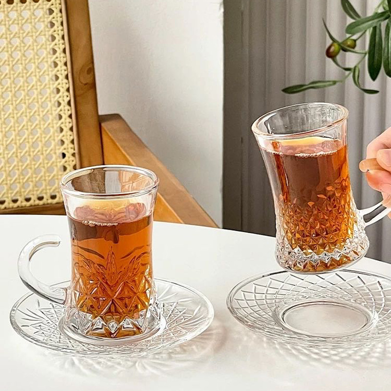 Export Turkey cup saucer suit glass black tea cup European Arabian afternoon tea scented tea small cup export