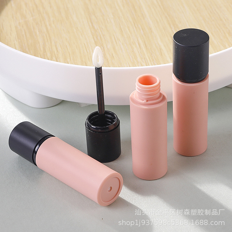in stock round lip glaze lip gloss empty tube high-grade matte black lip honey bottle cosmetic packaging material shell 4ml handmade diy tube