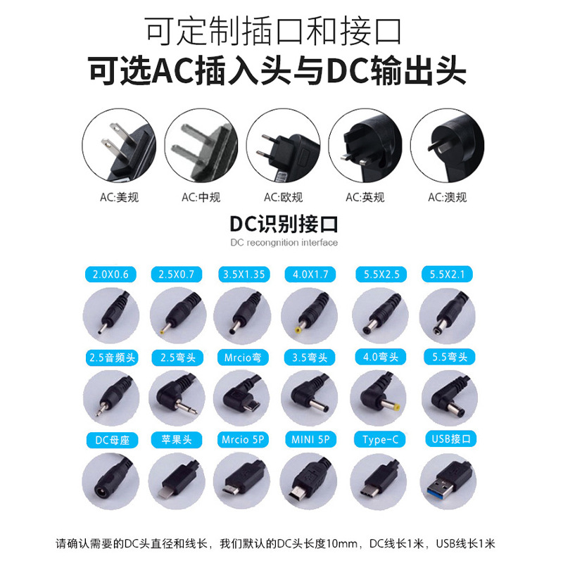 12V1A Power Adapter Set-Top Box Monitor Camera Us Standard European Standard British Standard with Power Charger