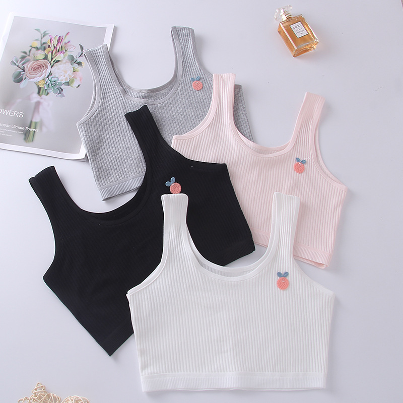 [In stock and fast delivery] double-layer girls' mid-length vest 8-15 years old girls' cotton Primary School junior high school development underwear