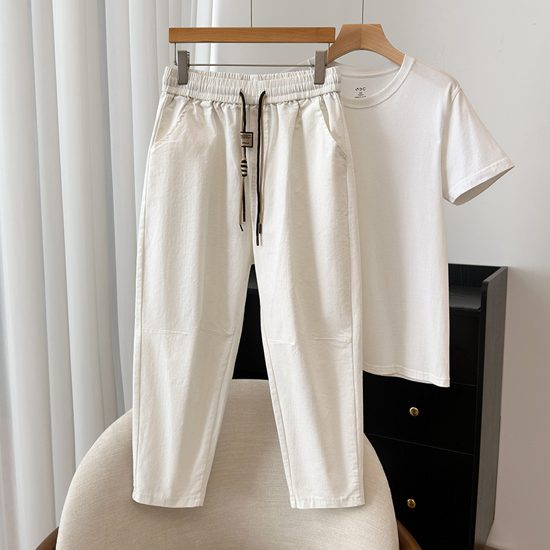 Autumn and winter plus size elastic waist simple radish pants women 300kg fleece-lined thick Joker casual dad jeans