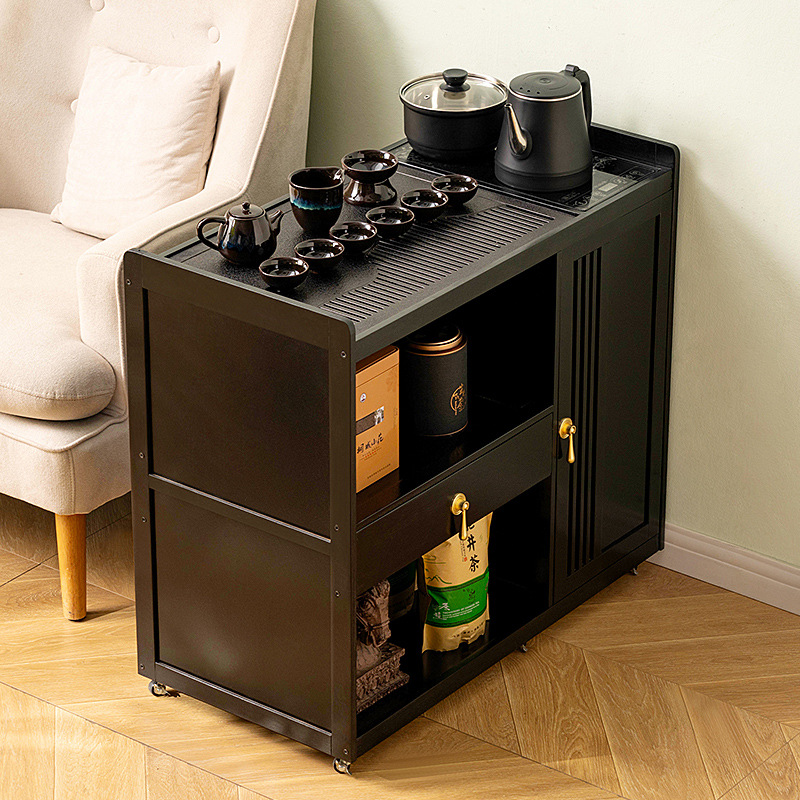 Movable New Chinese Tea Table Tea Table Household Balcony Tea Table Complete Set of Office Tea Cabinet Small Coffee Table