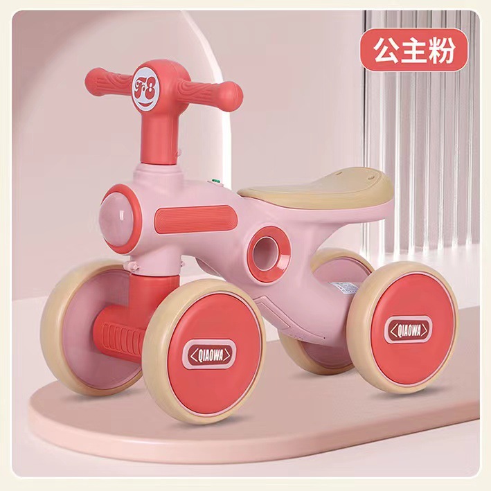 B Qiaowa Balance Car for Kidsren Aged 1 to 3 Years Old, Male and Female Baby Walker, Four-Wheel Anti-Rollover Twist Car, Sliding