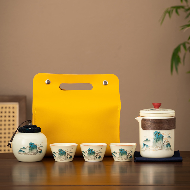 Outdoor Portable Quick Cup Ceramic Travel Tea Set Business Trip Camping Kung Fu Tea Set Tea Set Gift Wholesale