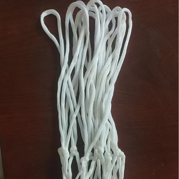 Basketball net red white blue tricolor ball net 8 buckle children's net polyester material weighted bold factory wholesale spot