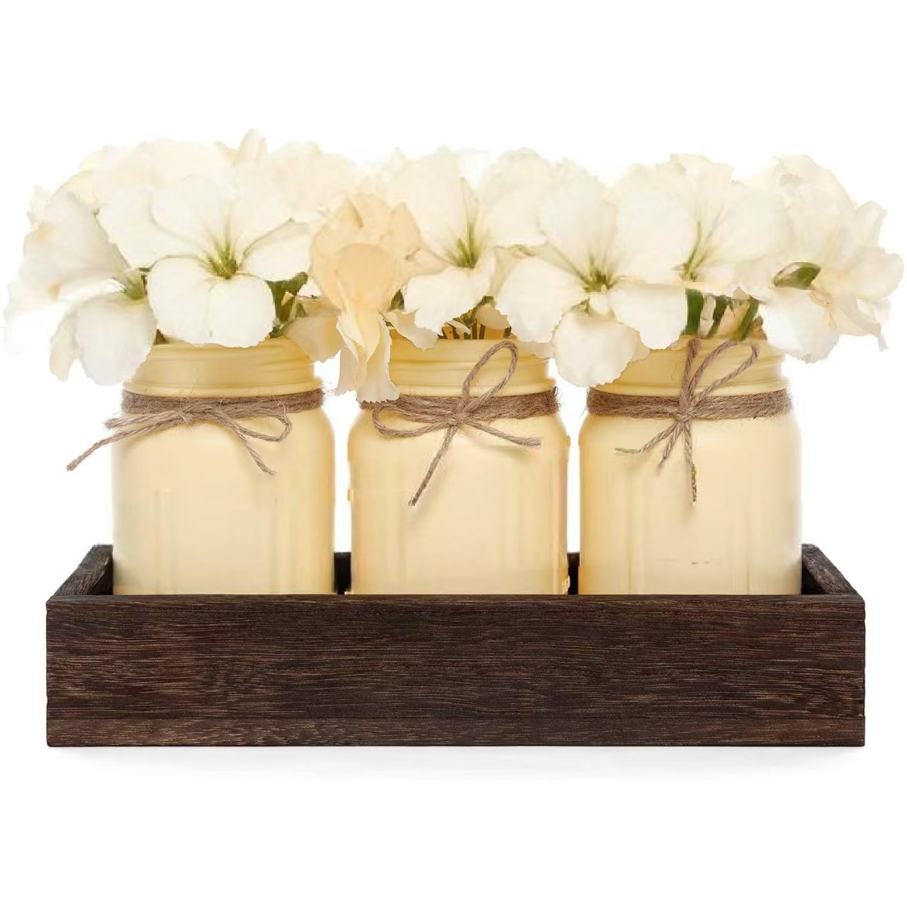 Cross-border Hot Sale Mason Bottle Decorative Dining Table Top Tray Decorative suit Lantern Wedding Props Ornaments Wooden Box