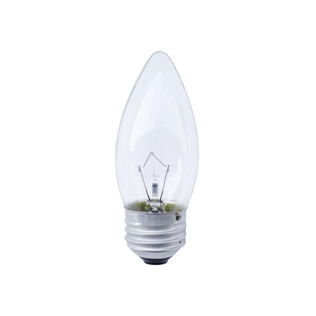 C35 E 26 120V 40W pendant lamp with crystal clear incandescent bulb tip bulb and E26 candle holder base