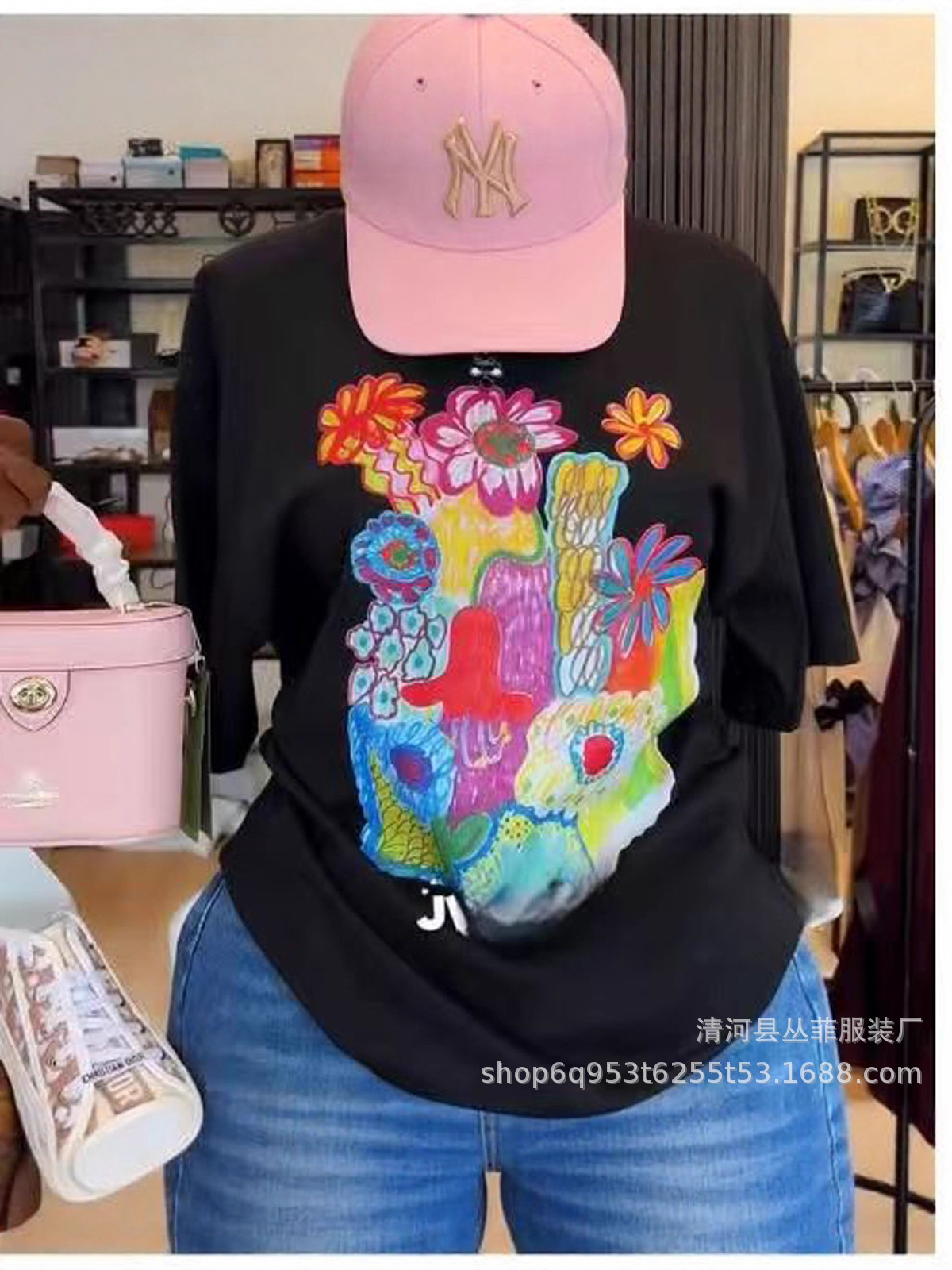 2025 New Dopamine Graffiti Round Neck Pure Cotton Short-Sleeved Men's and Women's T-Shirts Cross-Border Export Export Tops