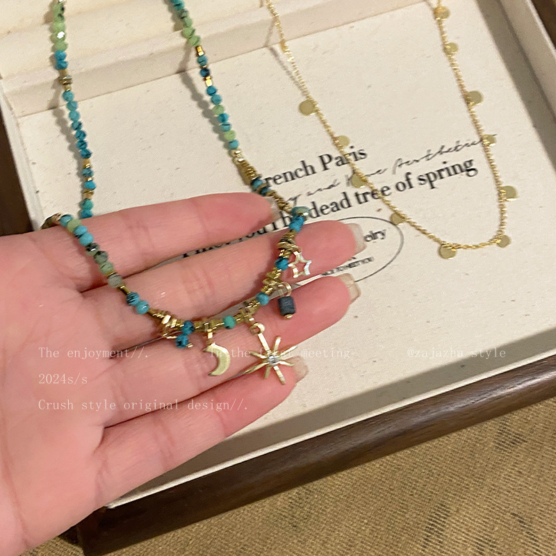 Blue Mang Star Beaded Stacked Necklace Women's Light Luxury Niche Collar Chain Bohemian Sunflower Summer Necklace Chain