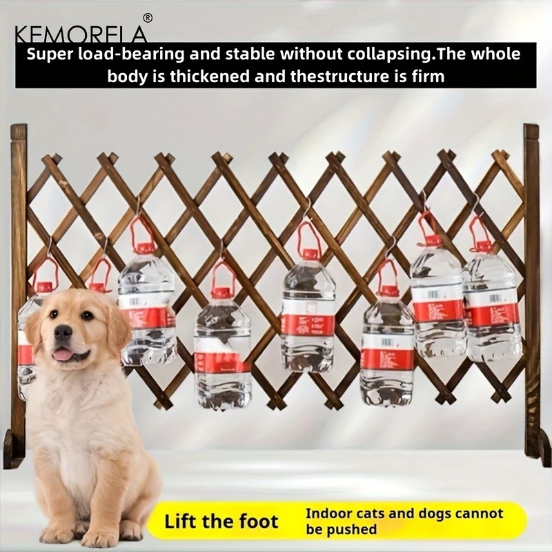 Anticorrosive Wood Telescopic Fence Indoor Dog and Cat Pet Partition Yard Gate Fence Balcony Anticorrosive Wood Fence