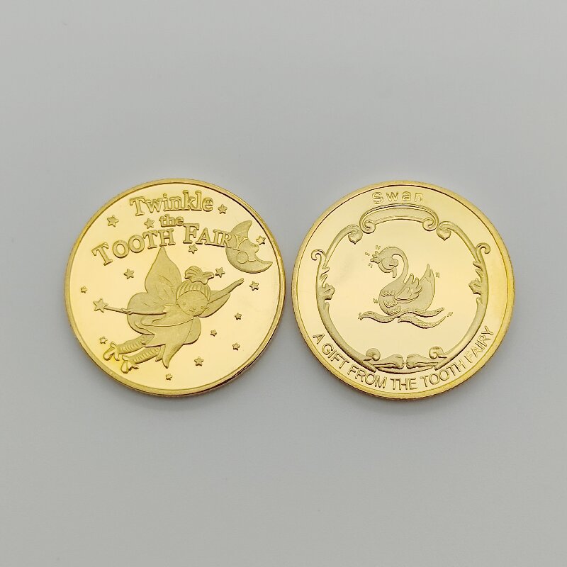 Cartoon Tooth Fairy Gold Coin Gold Plated Commemorative Coin Children's Tooth Exchange Gift Tooth Fairy Commemorative Medallion Coin Commemorative Medallion