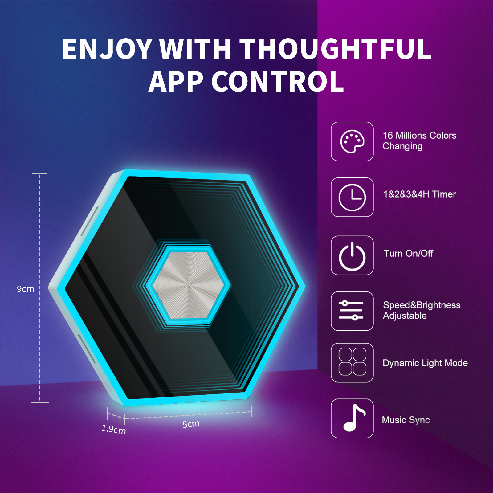 Quantum Mirror Hexagonal Honeycomb Light Sound-Controlled Pickup Splicing DIY Wall Light Gaming Atmosphere Light App