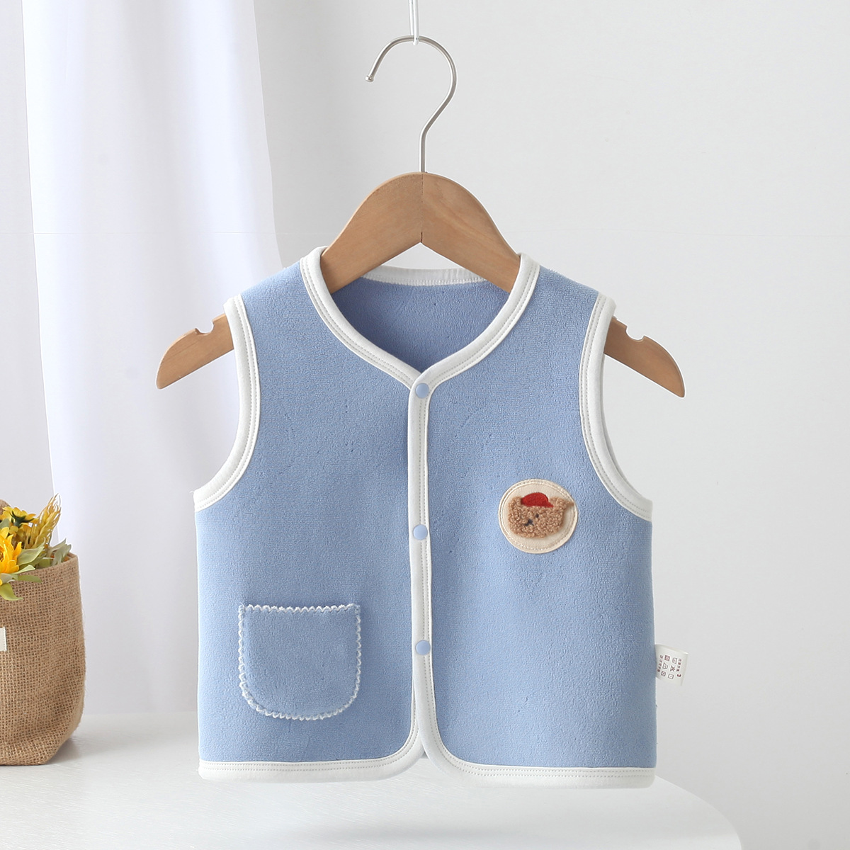 Autumn New Soft and Comfortable Double-Sided Austrian Velvet Fabric Cartoon Pattern Boneless Double-Door Vest for Infants and Young Children