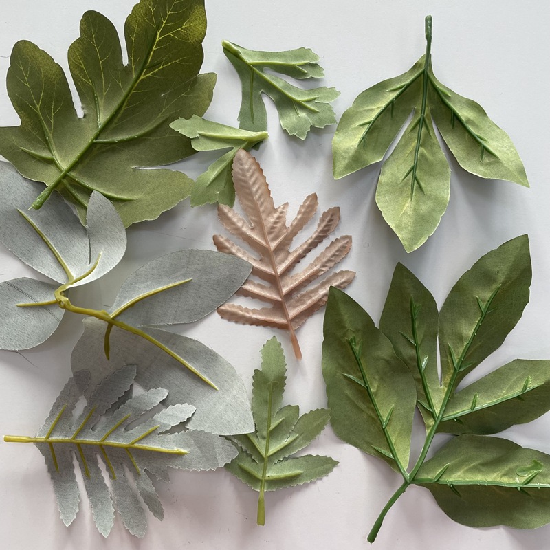 Artificial rose peony chrysanthemum flower hydrangea silk flower leaf soap flower accessories fake flower green plant leaves