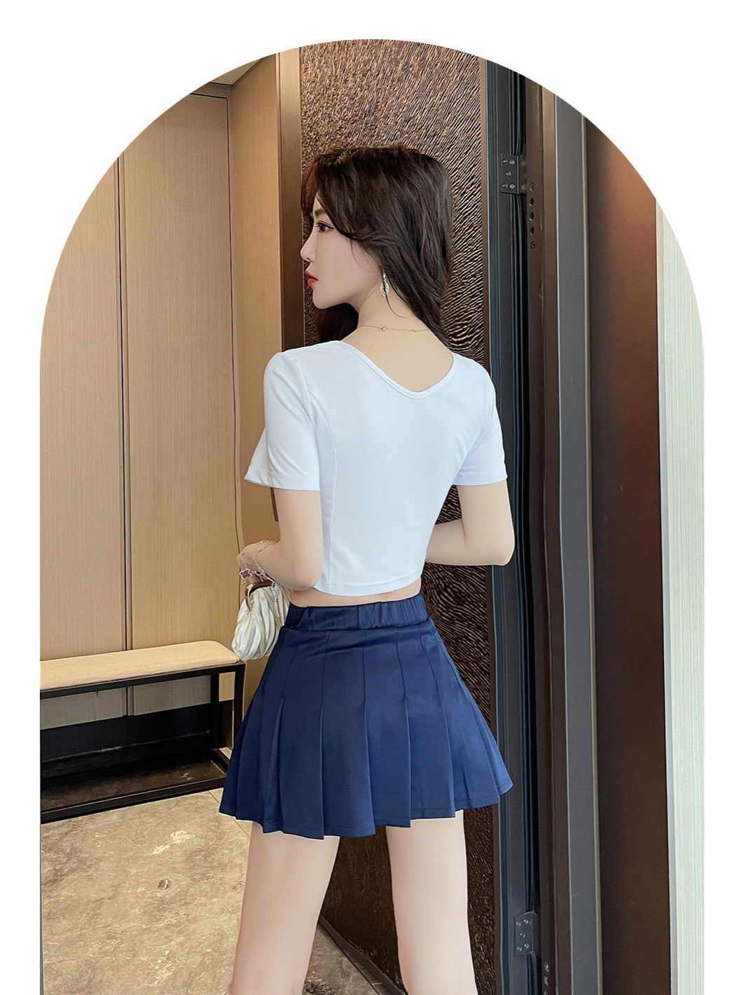 Hot Girl Sexy Short-Sleeved Jk Uniform Two-Piece Low-Cut Age-Reducing Dress Spa Foot Bath Technician Work Clothes 5391