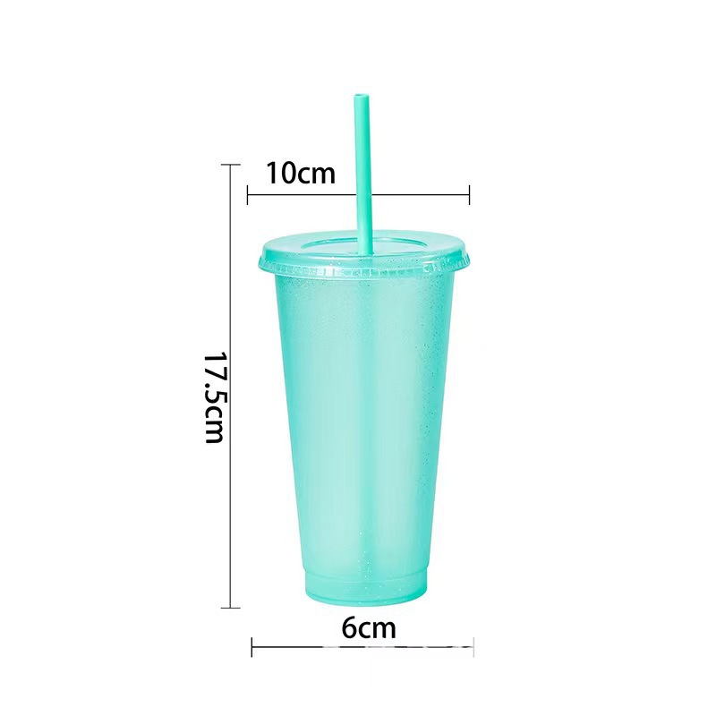 Amazon's Hottest Large-Capacity 710ml Plastic Straw Cup Fashionable Sequin Glitter Cup 24oz Circulating Milk Tea Cup