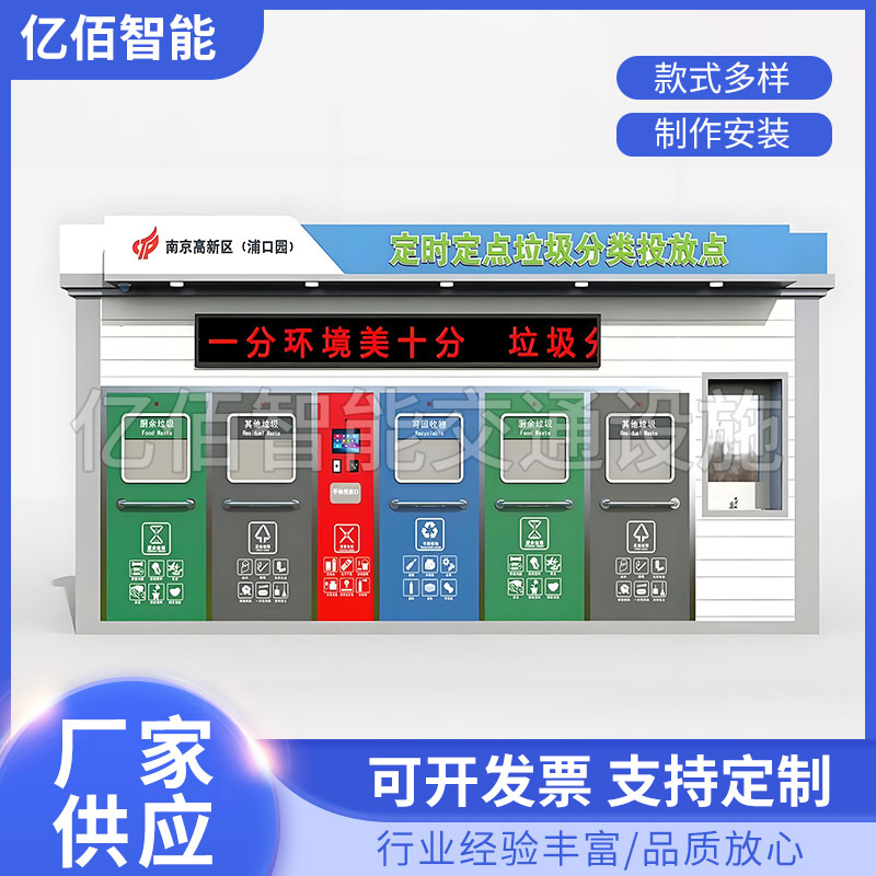 Умная мусорная комната с четырьмя категориями для мобильной сортировки в сообществе, настройка сортировочной комнаты