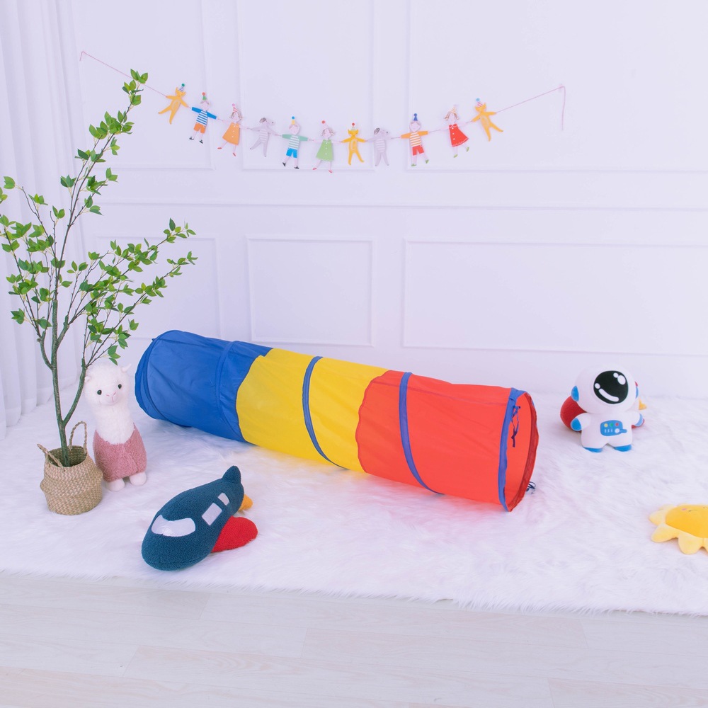Indoor 1.8 m channel baby drill hole toy baby crawling three-color stitching 50cm diameter children's tunnel tube