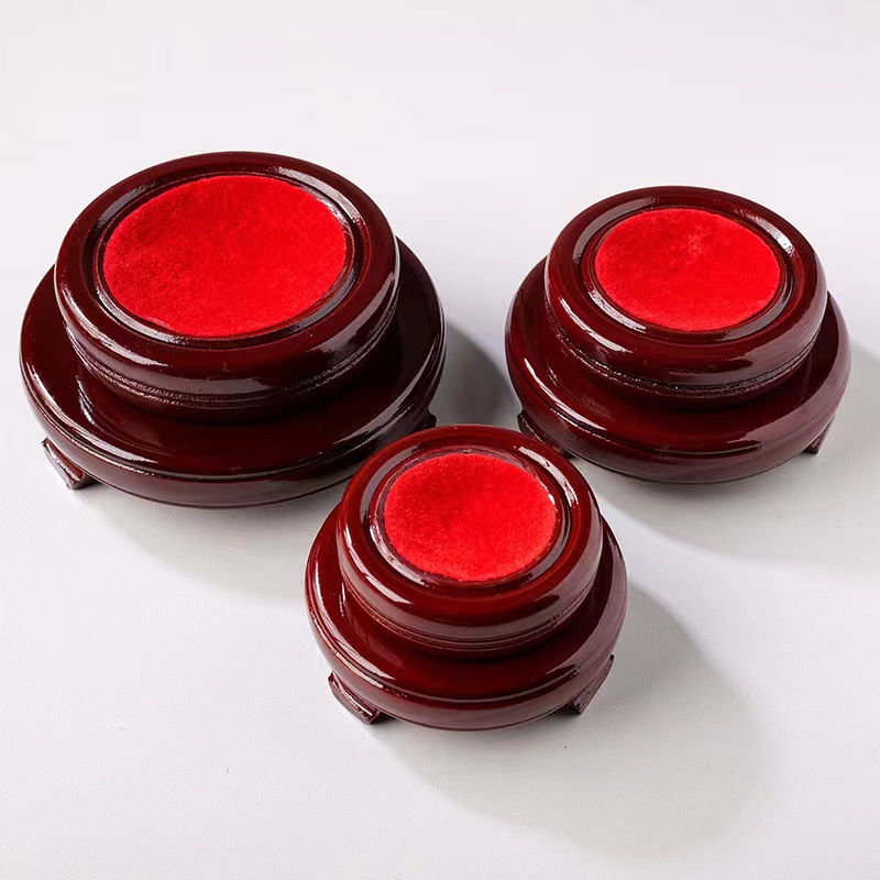 Gourd Stone Crystal Ball Base Round Double-Layer Rotatable Ornaments Solid Wood Bracket Single-Layer Double-Layer Wooden Bracket Base