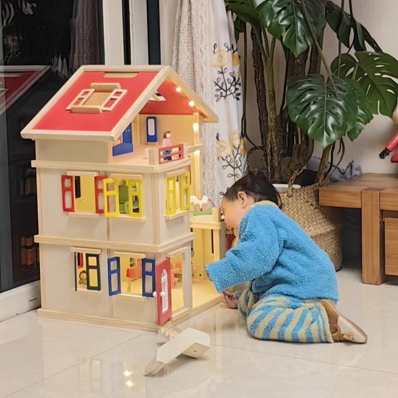 Children's puzzle diy wooden house girls play house wooden house toy house princess villa wooden house toy