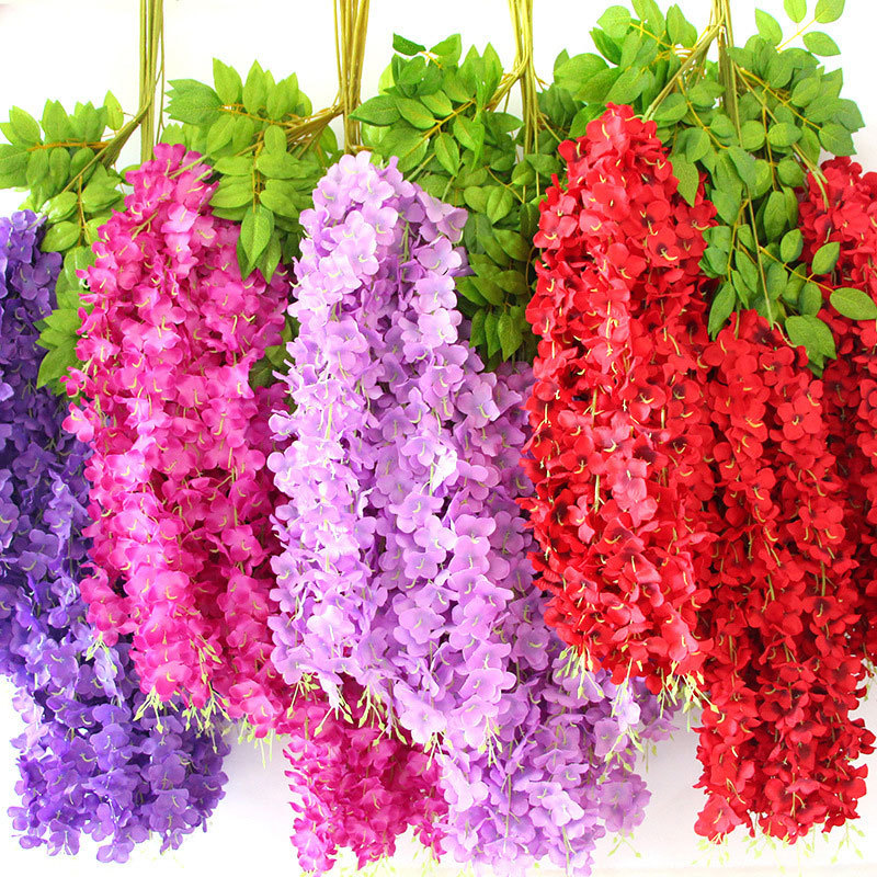 Simulated Wisteria Flower Ceiling Flower Vine Decoration Lilac Wisteria Flower Fake Flower Bean Flower Vine Encrypted Wedding Set Flower Strip
