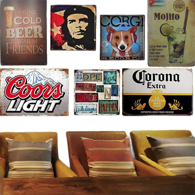 Vintage Distressed Tinplate License Plate Cafe Bar Decorative Painting Aluminum Nameplate Metal Sign Tin Art