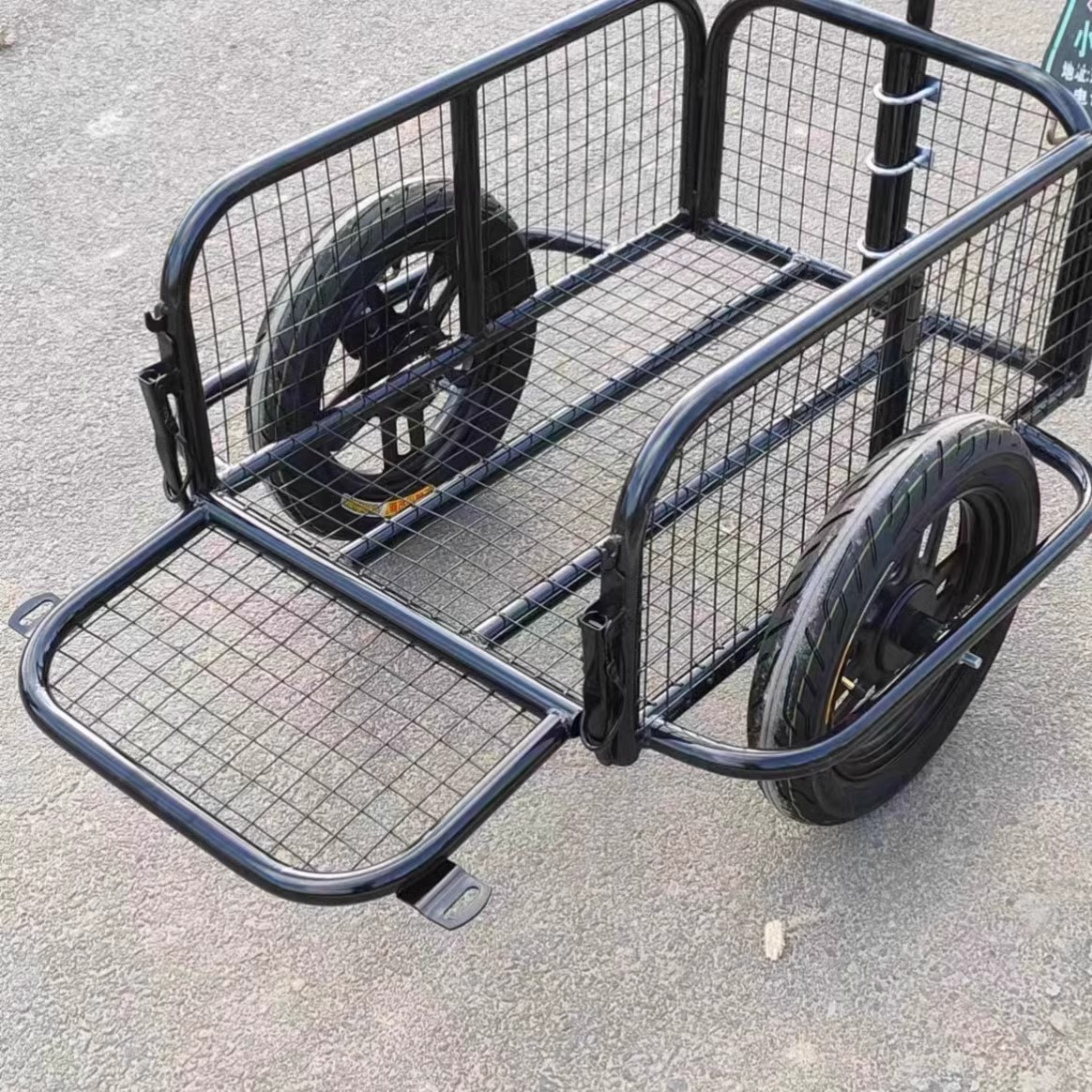 新挂斗户外拉车电动摩托自行车后挂小拖车摆摊拉货露营钓鱼三轮车