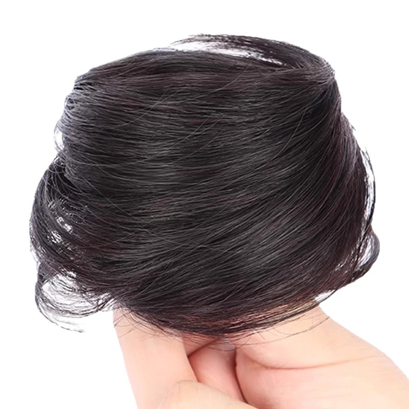 Real Hair Ball Head Full Real Hair Wig Hair Ring Women's Hair Ring Wig Bag Natural Flower Bud Disc Hair Fake Ball Head