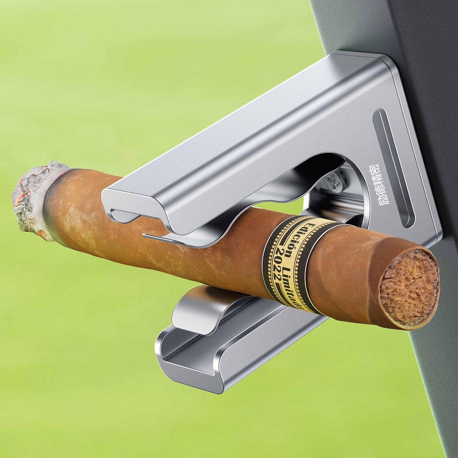 Metal Cigar Holder with Magnetic Base, Adjustable High-End Pipe Tobacco Clip with Elastic Band, in Stock on Amazon