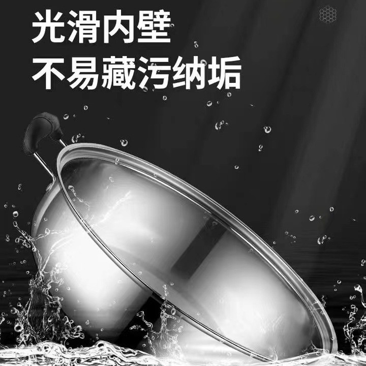 Factory Direct Sales Stainless Steel Hot Pot Thickeneded Clear Soup Hot Pot Anti-Scalding Double Ears with Lid Induction Cooker Hot Pot Special Pot