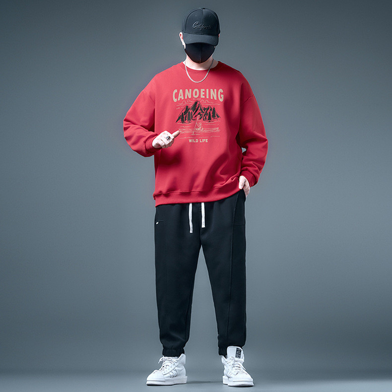 74053-rowing forest G619-Black-854 bathroom-Black-pure-720 pants set extra large trendy casual