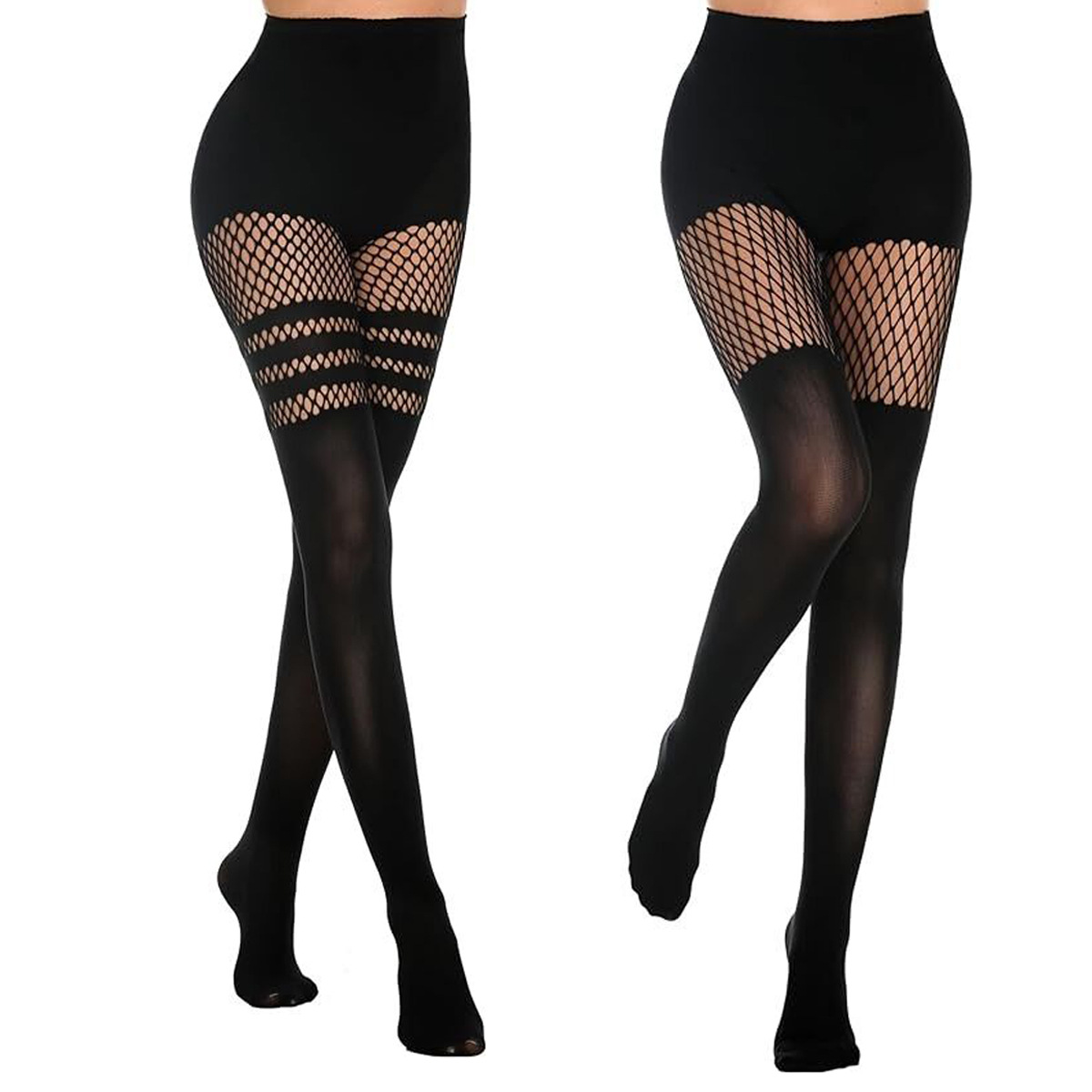 Cross-border dance sexy hollow pantyhose hollow strap dense mesh socks nightclub royal sister black silk sexy fishnet socks
