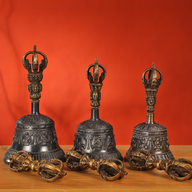 Nepal Five-strand King Kong Bell Pestle Hand Rattling Buddha Bell Sound Crisp Big Copper Bell Instrument Bell Bronze Bell Pestle