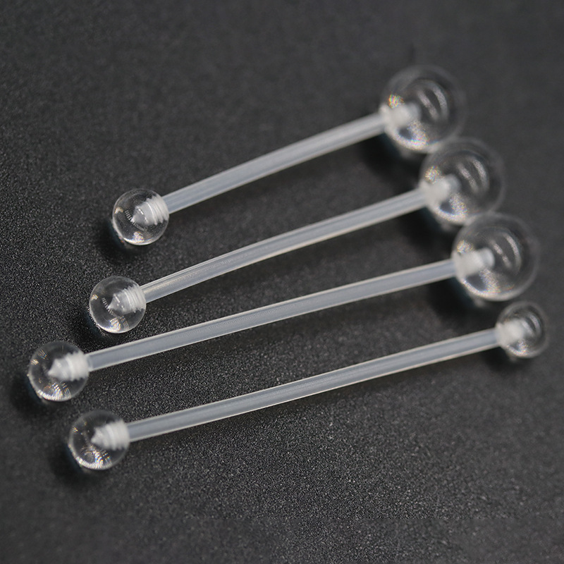 Transparent tongue nail UV soft Rod ear bone nail human body piercing tongue nail transparent tongue nail European and American acrylic tongue nail wholesale