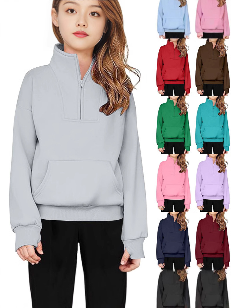 Свитшот с полузастежкой и вертикальным воротником для мальчиков и девочек с длинным рукавом