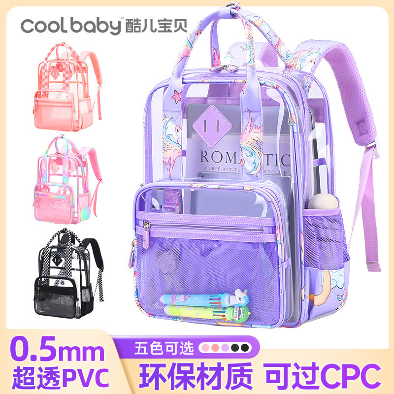 Горячая продажа, прозрачный рюкзак Amazon, ПВХ, водонепроницаемый, визуальный рюкзак с единорогом