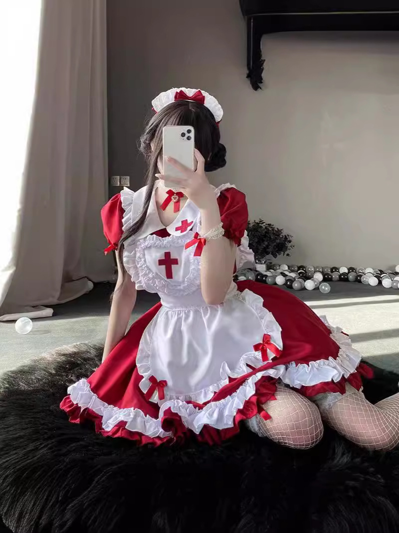 Second-dimensional Japanese Maid Dress Soft Girl Cute Large Size Maid Lolita Dress Daily Lolita COS Dress