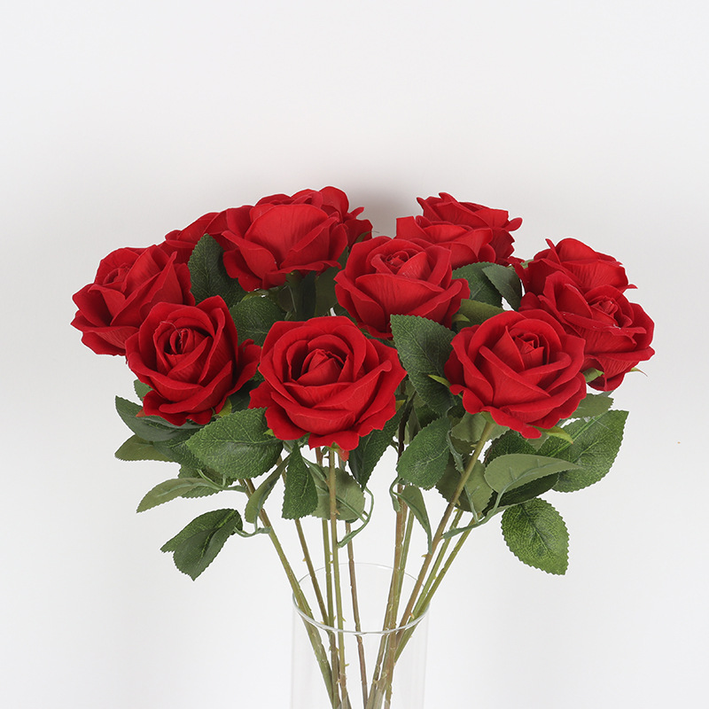 Artificial flannel rose Valentine's Day home wedding decoration artificial flower rose wall waterfall artificial flower