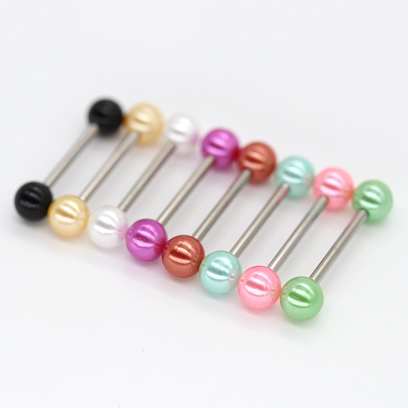 Acrylic imitation pearl tongue nail milk nail color piercing jewelry pearl manufacturers in stock wholesale pink tongue nail replacement