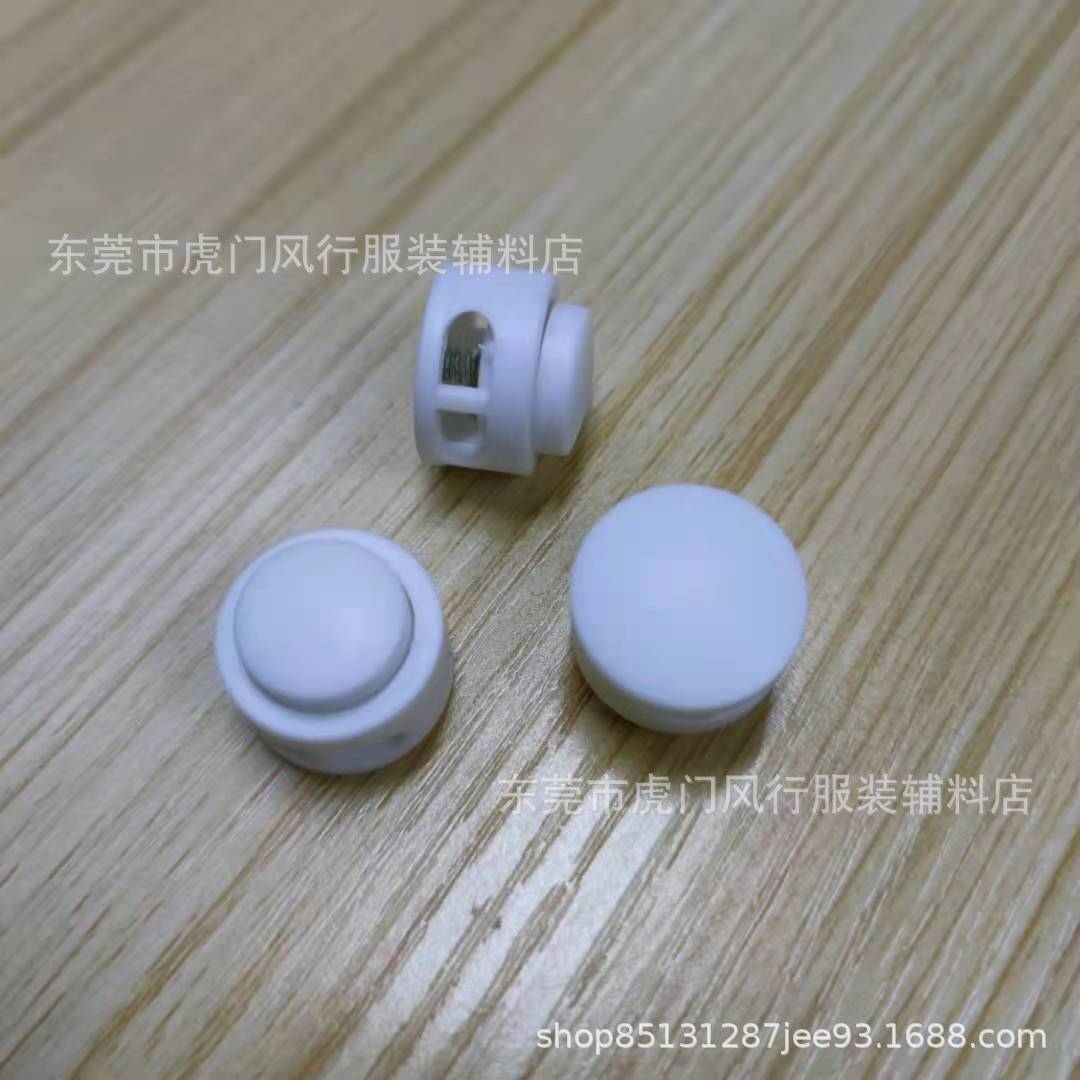 [в наличии] двойное отверстие пластиковая белая пружинная пряжка, круглая пластиковая пряжка для веревки, пряжка для одежды