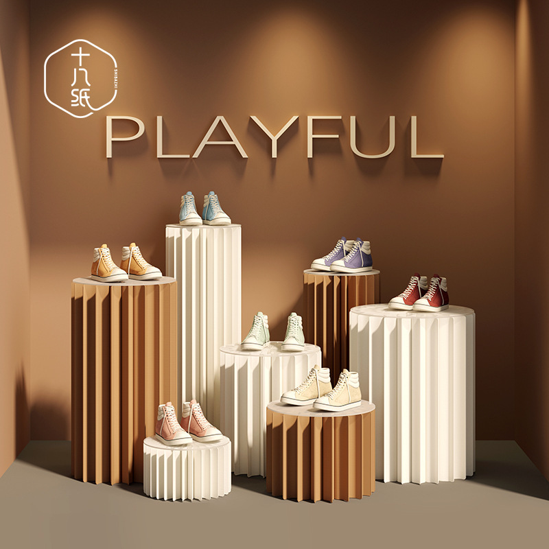 Восемнадцать бумажный стенд Наканадзима цилиндрический стенд для витрины магазина круглой формы креативный складной