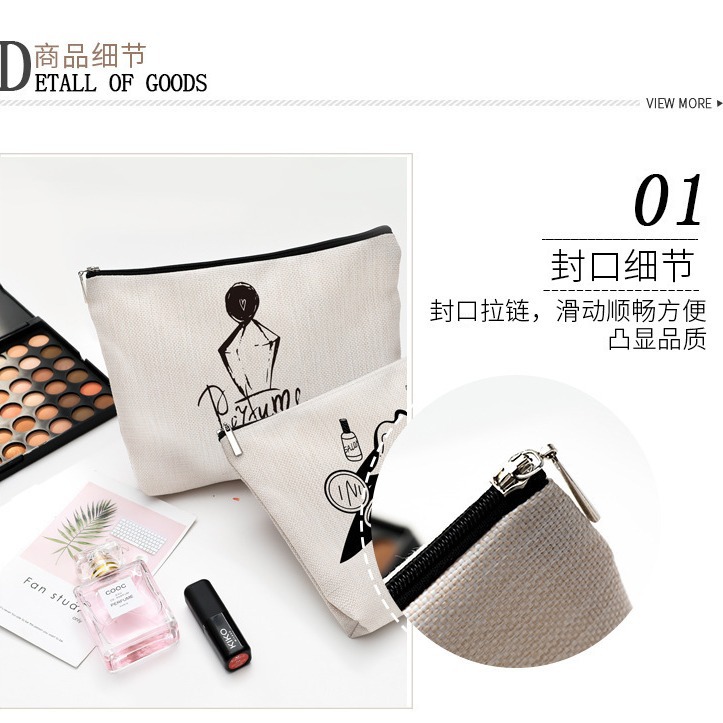 Amazon International Station temu Xiyin Cosmetic Bag Waterproof Cotton and Linen Zipper Bag Cross-border Cosmetic Jewelry Storage Bag
