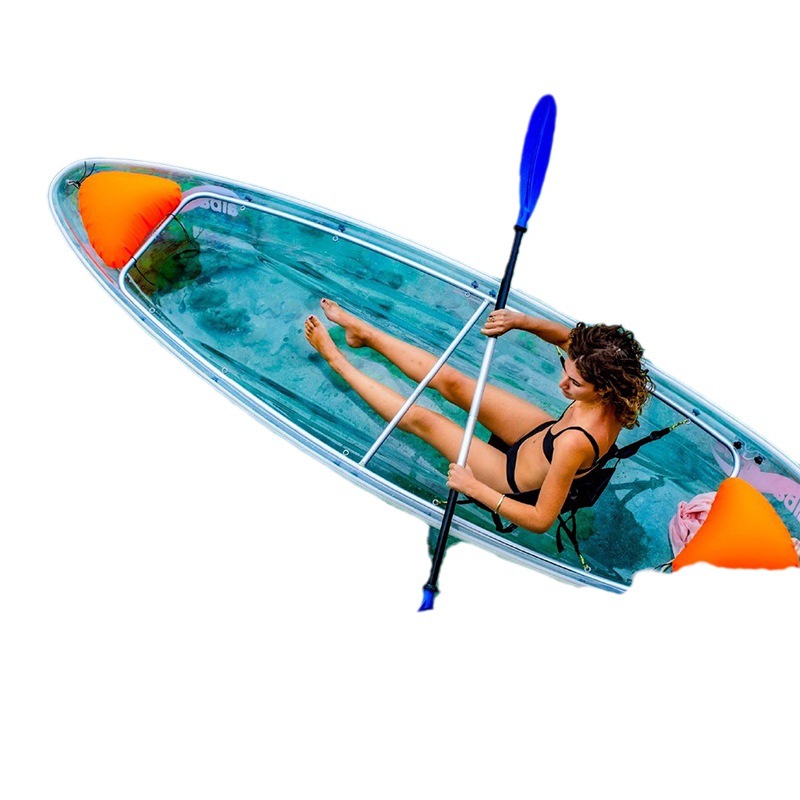 Transparent Internet Celebrity Crystal Glass Boat Scenic Area Single Double Hand Rowing Water Recreation Boat Swimming Pool Durable