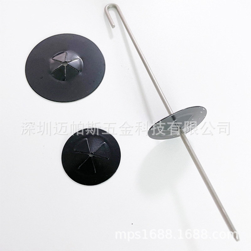 J-Type Hook Black Lock Piece Galvanized Steel Solar Anti-Bird Net Clip Insulation Nail Self-Locking Gasket Fixed Insulation