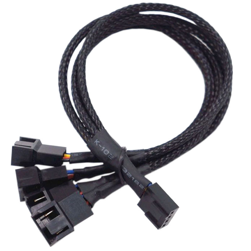 One-to-four computer cable PWM temperature control cooling fan expansion cable package nylon mesh chassis one-to-four HUB HUB HUB