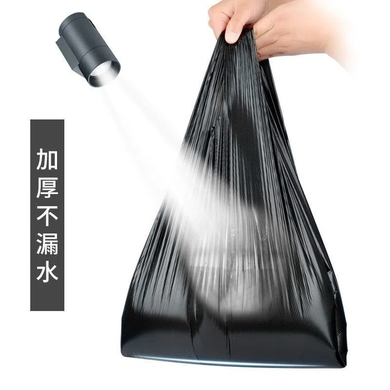 Black Garbage Bag Household Thickened Portable Vault Style Medium and Large Kitchen Disposable Garbage Bag Wholesale Plastic Bag