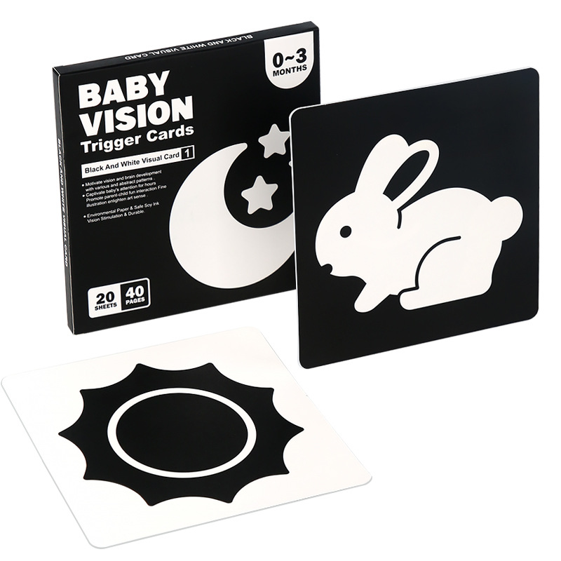 Black and White Card Baby Early Education Card Newborn Visual Stimulation Card 0 to 3 Months Baby Chasing Toddler Toys