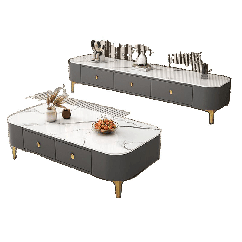 New Coffee Table for Living Room Coffee Table Tv Cabinet Combination Small Apartment Multi-Functional Soft-Packed Coffee Table with Drawers