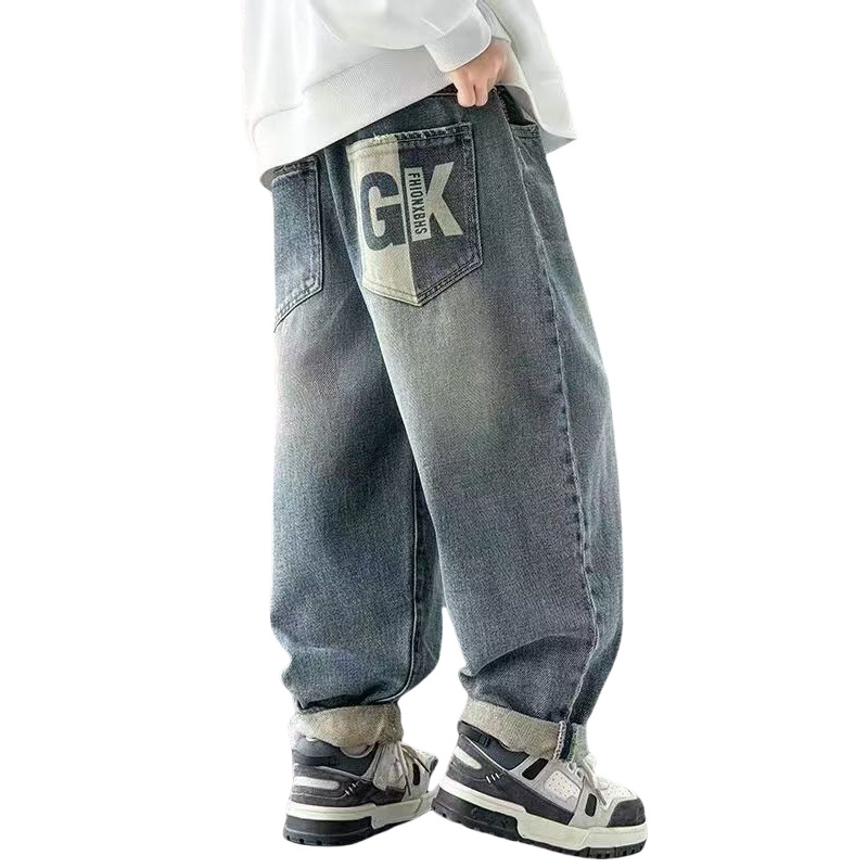 Boys' Jeans Spring 2025 Spring New Duffy Handsome Style Little Boy Straight Pants Spring and Autumn Children's Trendy Pants