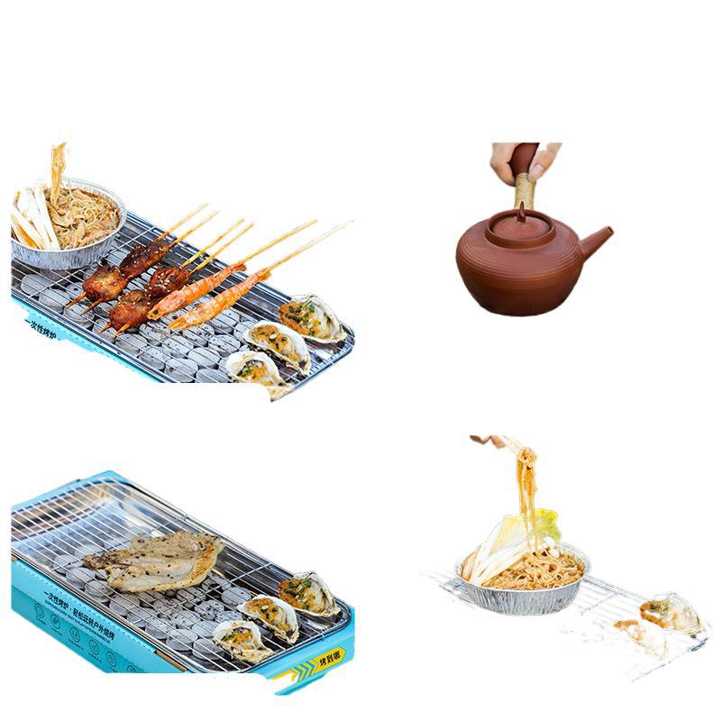 Portable Disposable BBQ Grill suit Outdoor Carbon Baking Stove Camping Large Barbecue Grill Enclosing Stove for Tea Making Household